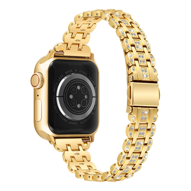 zinc alloy watch strap with diamond-embroidered edge design