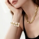 Golden pearl metal watch strap