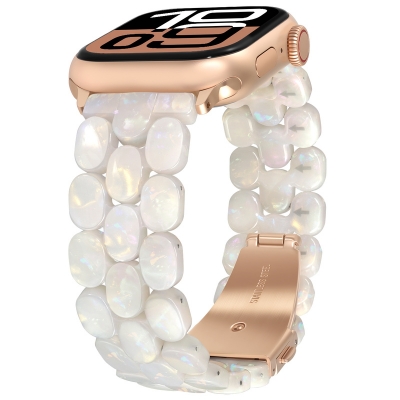 Fluorescent white oval resin watch strap